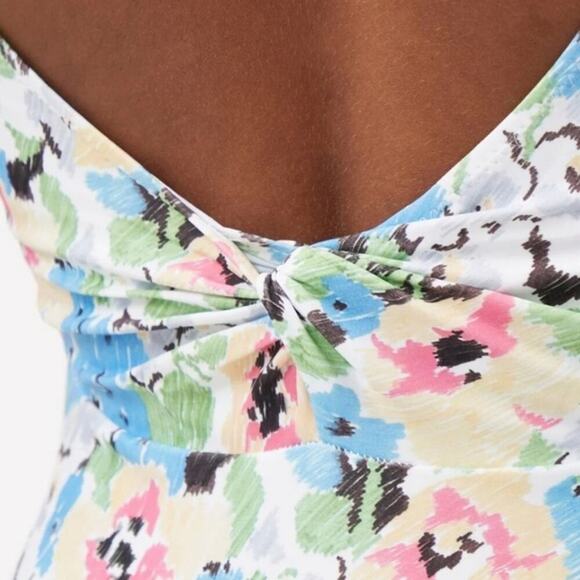 Ganni Floral One Piece Swimsuit Azure Blue Floral Bathingsuit - Picture 3 of 12